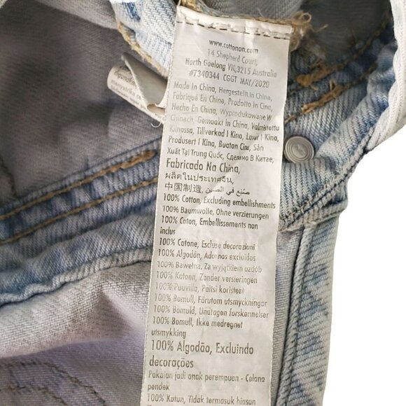 Cotton On Denim Bib Romper Kids Adjust Straps Distress Light Wash Unisex Size 6 - Picture 10 of 10